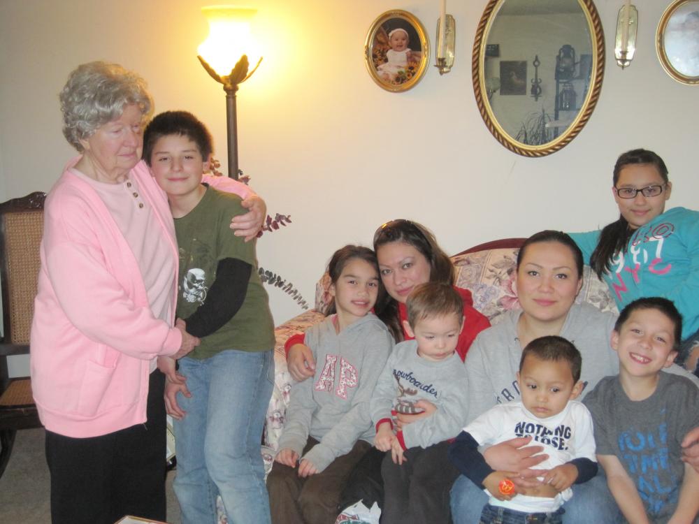 Betty, granddaughters Christine & Jennifer and great-grandchildren